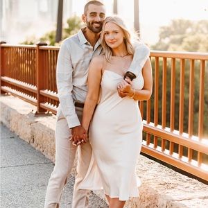 Express Cowl Neck Satin Midi Dress